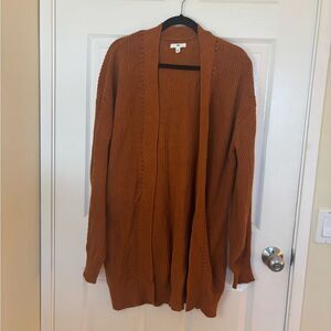 Nordstrom BP Cozy Open Front Cardigan in Burnt Orange